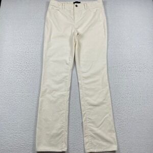 Talbots Pants Womens 10 Ivory Corduroy Straight Leg Casual Office‎ Work Travel